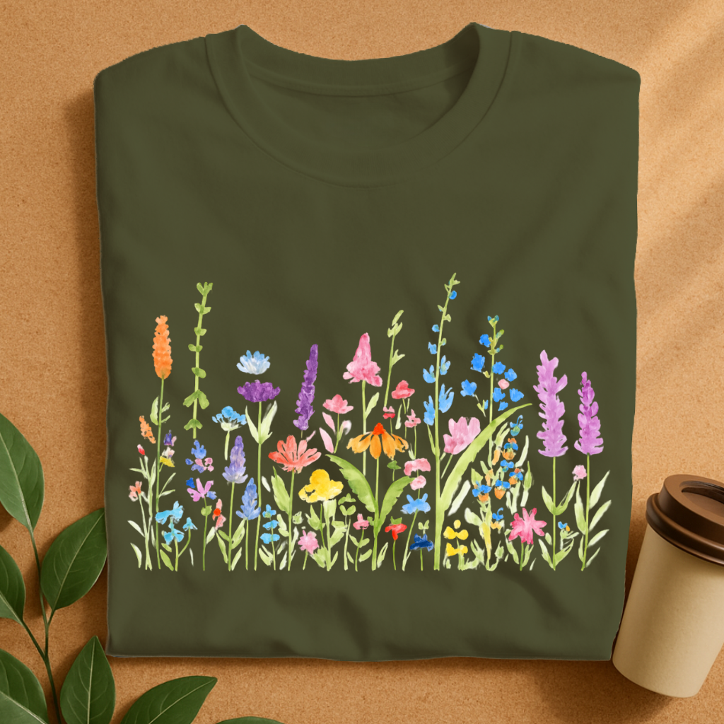 Delicate Watercolor Wildflower Garden T-Shirt