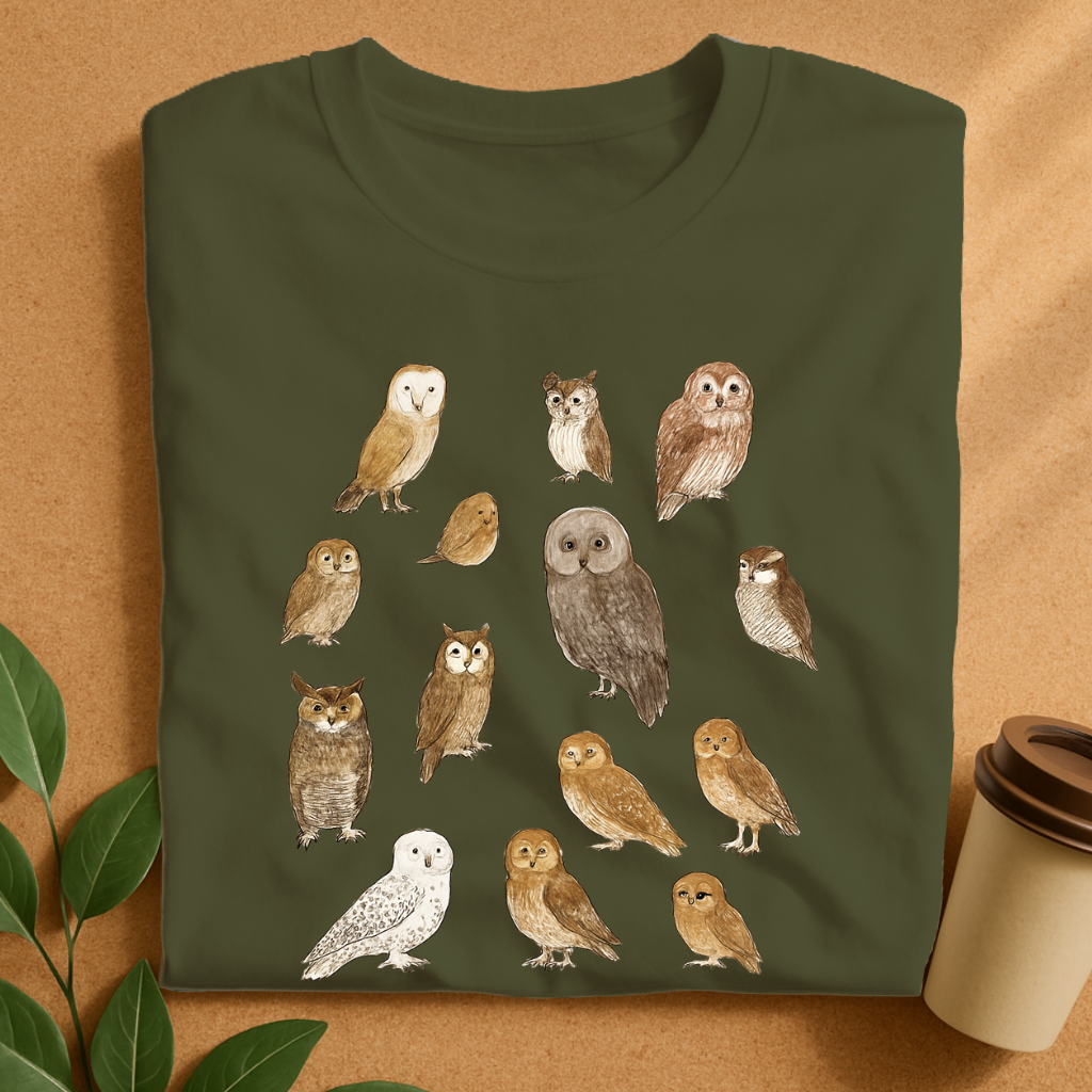 Hand-Drawn Owl Species Collection T-Shirt