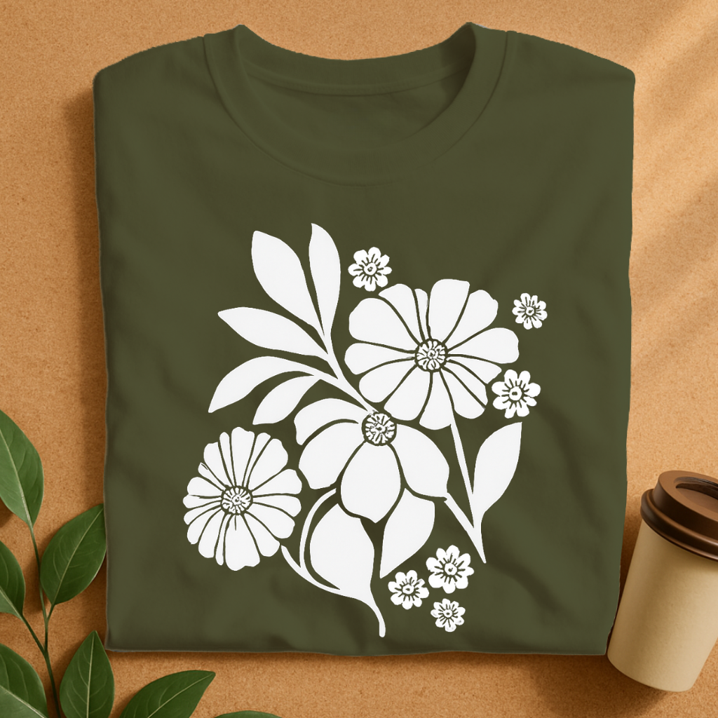 Bold Black Floral Silhouette Bouquet T-Shirt