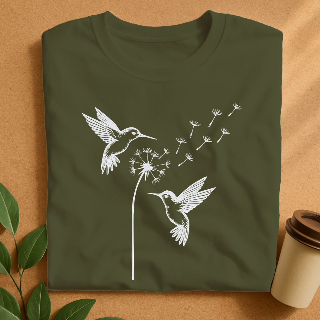 Elegant Hummingbirds with Dandelion Seeds T-Shirt