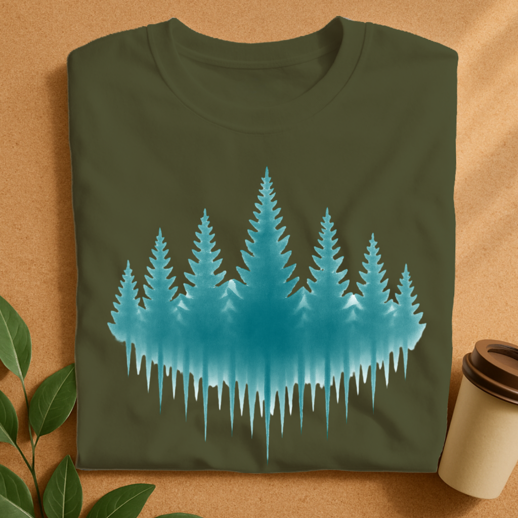 Misty Pine Forest Silhouette T-Shirt