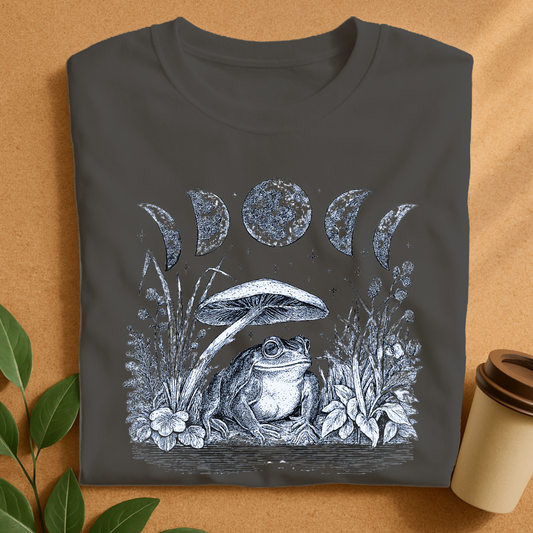 Mystical Frog Under Moon Phase Canopy T-Shirt