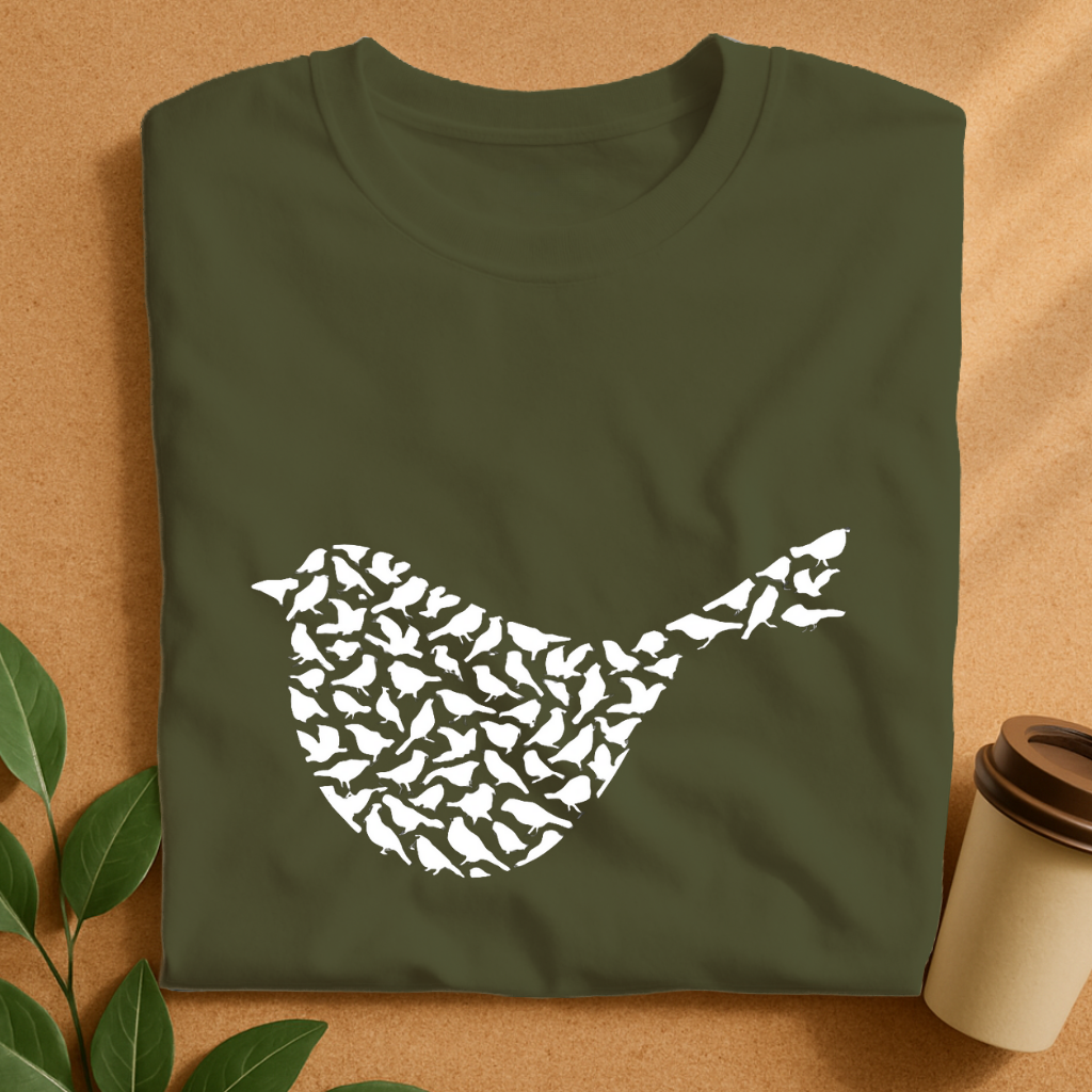Flock Formed Bird Silhouette T-Shirt