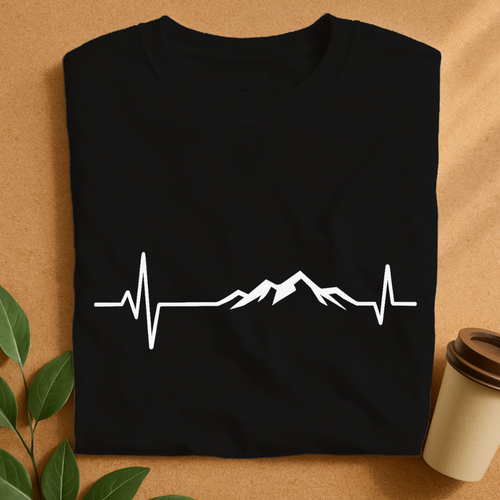Heartbeat Mountain Line Art T-Shirt