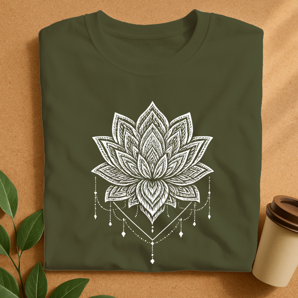 Intricate Lotus Mandala with Hanging Jewels T-Shirt