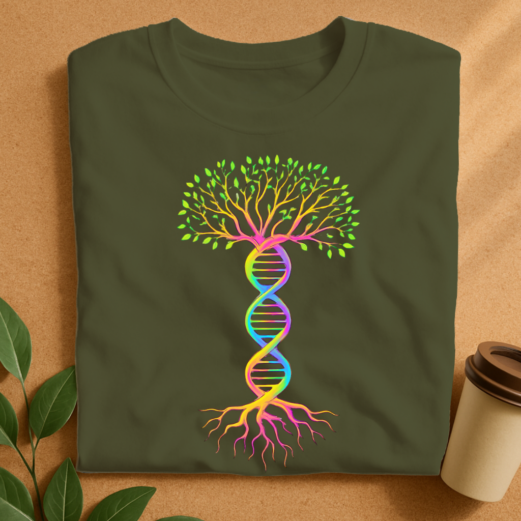 Rainbow DNA Tree of Life with Vibrant Roots and Leaves T-Shirt