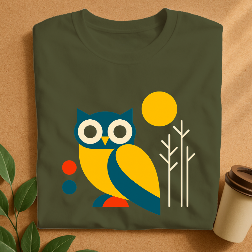 Bright Geometric Owl with Abstract Trees T-Shirt