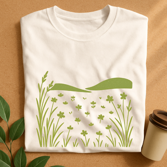 Minimalist Vintage Meadow with Wildflowers T-Shirt
