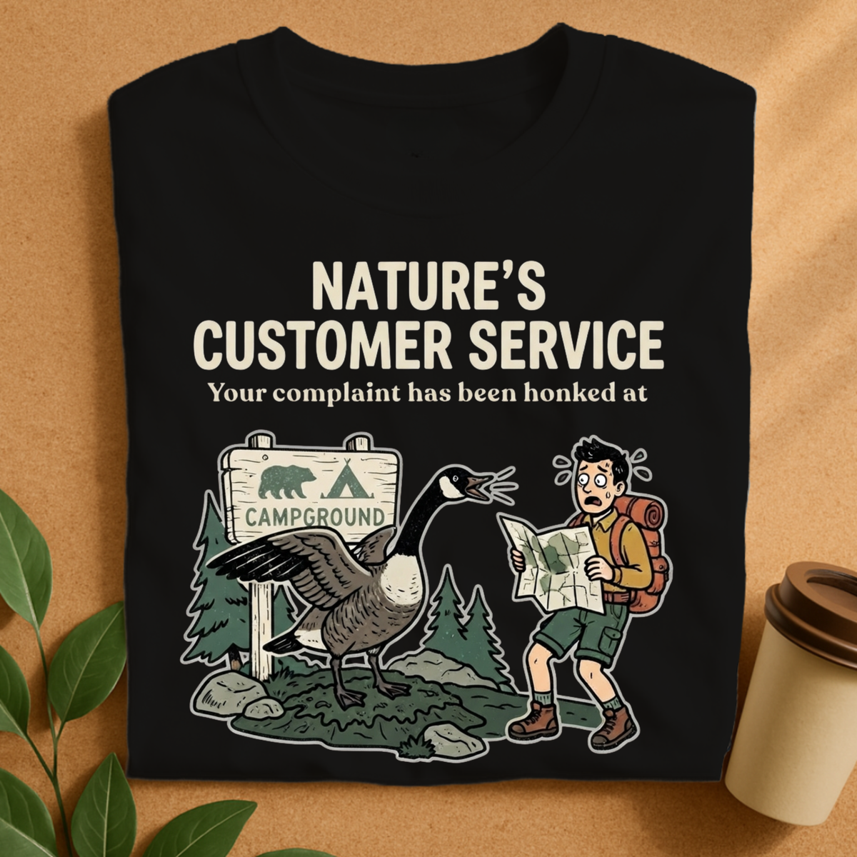 Nature’s Customer Service Funny Goose Camping T-Shirt