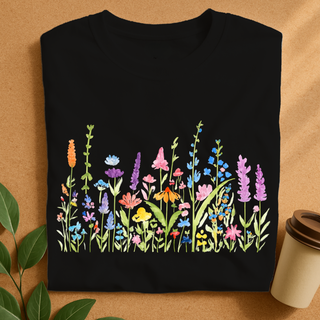 Delicate Watercolor Wildflower Garden T-Shirt