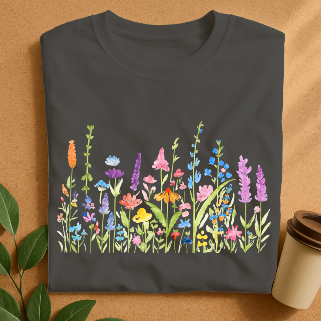 Delicate Watercolor Wildflower Garden T-Shirt