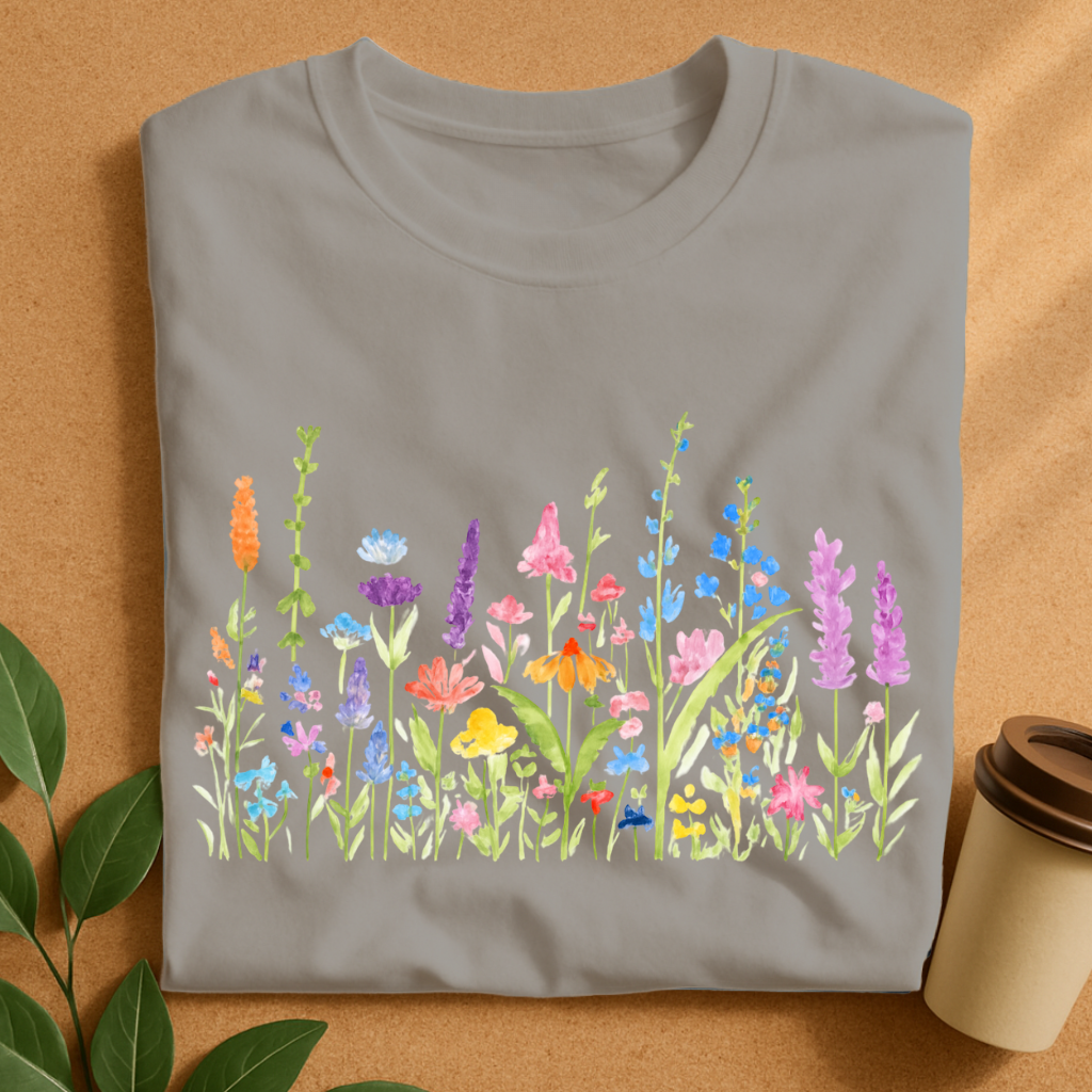 Delicate Watercolor Wildflower Garden T-Shirt