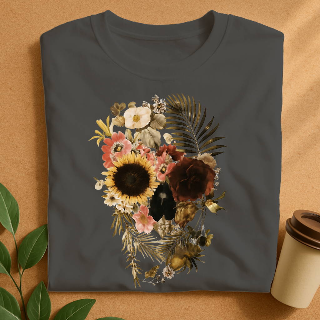 Ethereal Floral Skull with Hidden Face T-Shirt