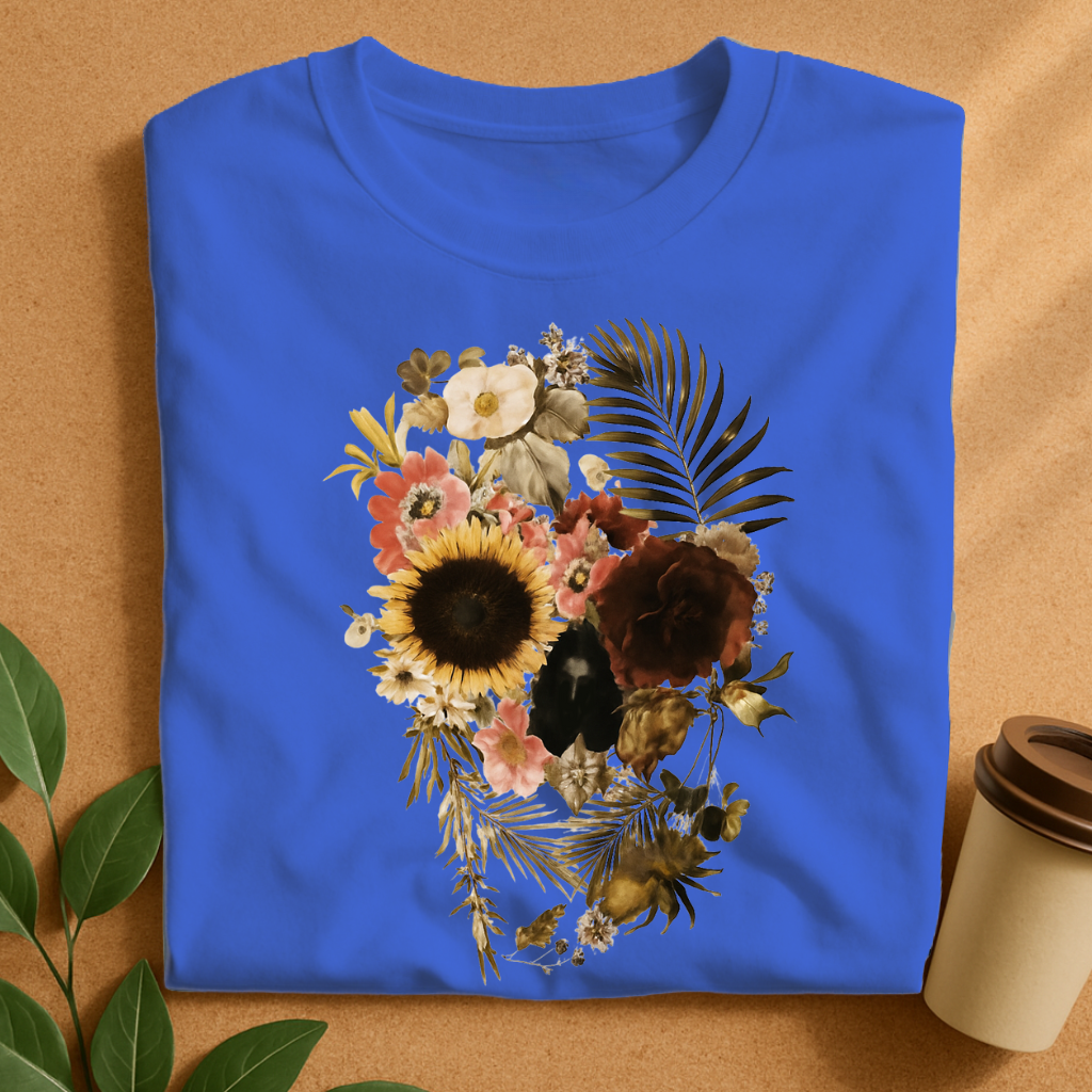 Ethereal Floral Skull with Hidden Face T-Shirt