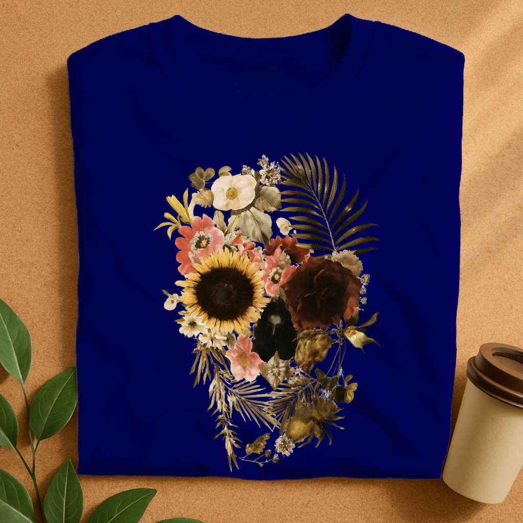 Ethereal Floral Skull with Hidden Face T-Shirt