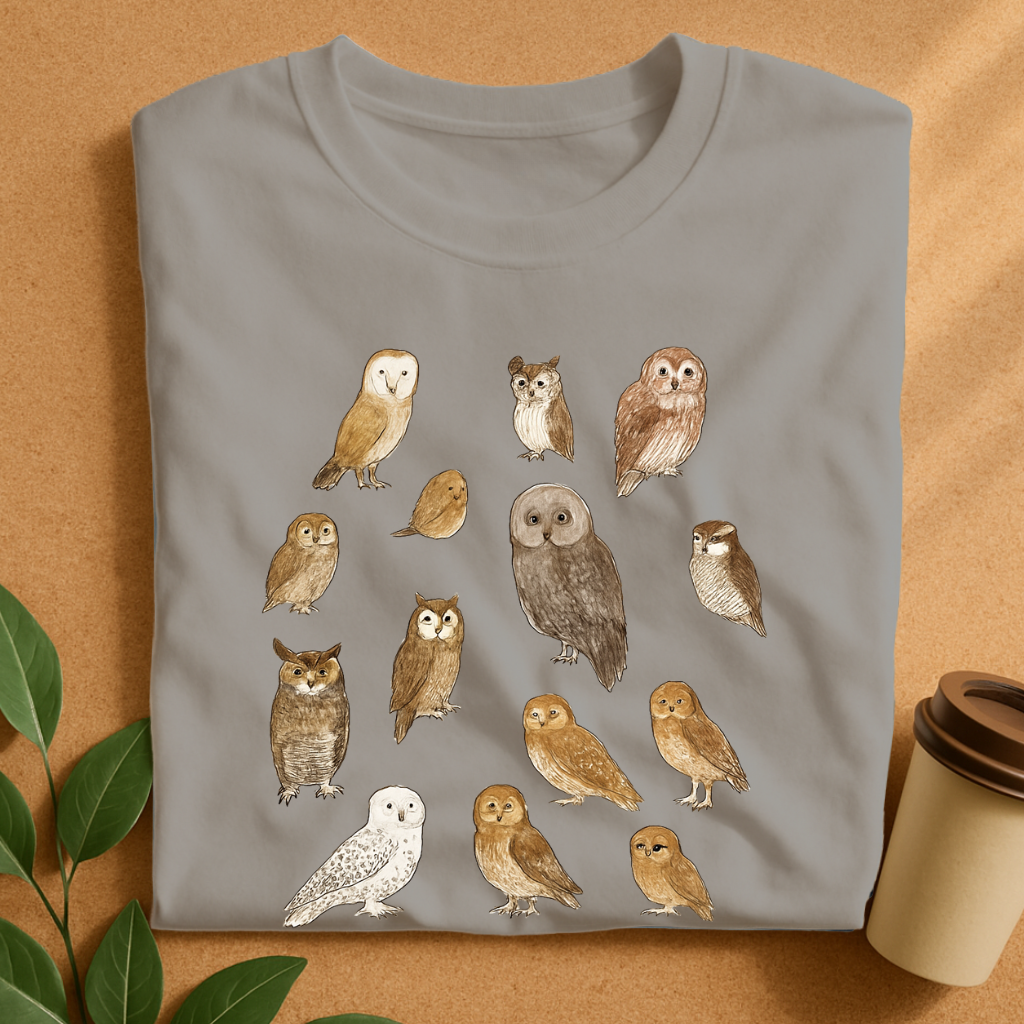 Hand-Drawn Owl Species Collection T-Shirt