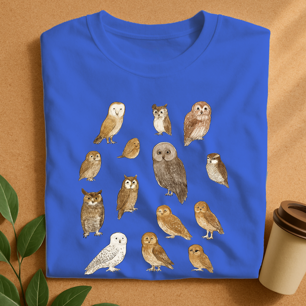 Hand-Drawn Owl Species Collection T-Shirt