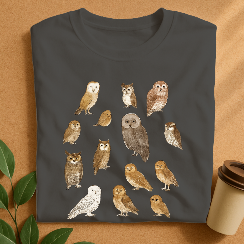 Hand-Drawn Owl Species Collection T-Shirt