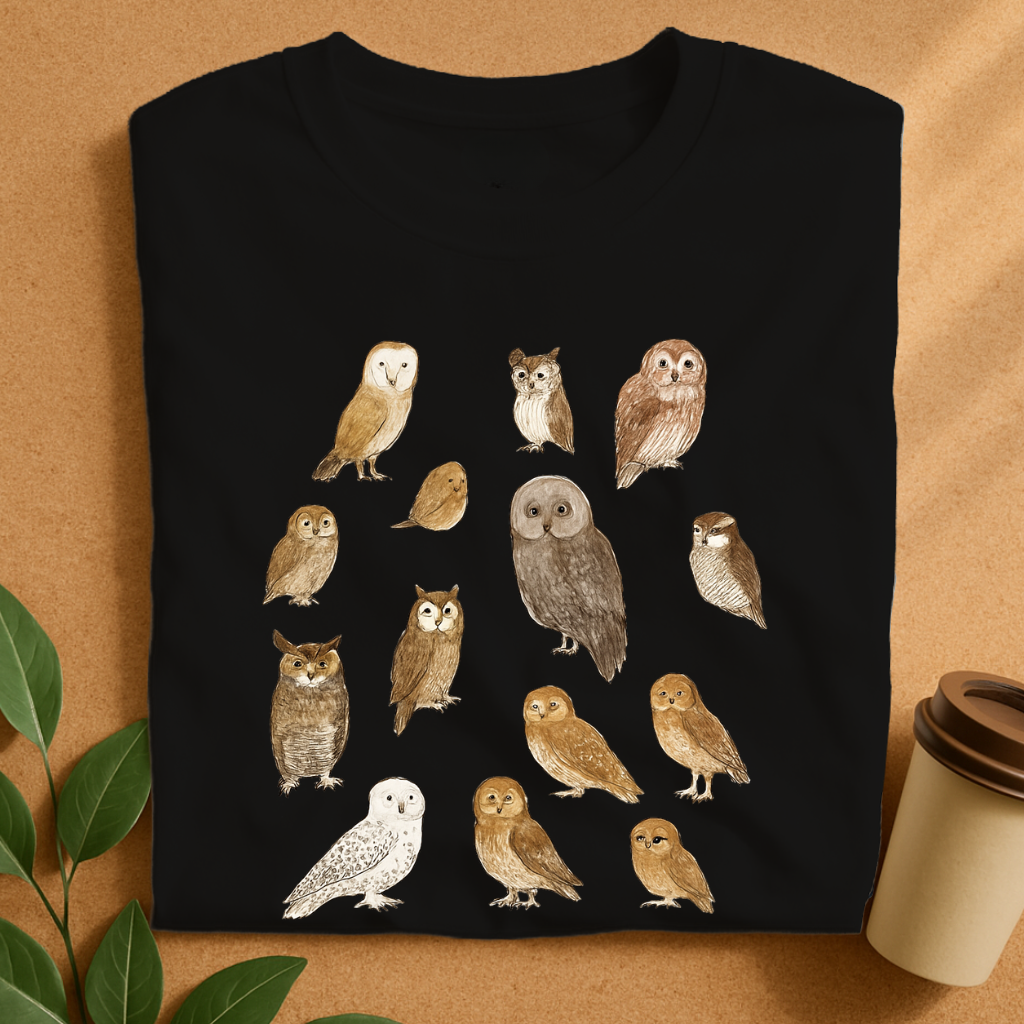 Hand-Drawn Owl Species Collection T-Shirt