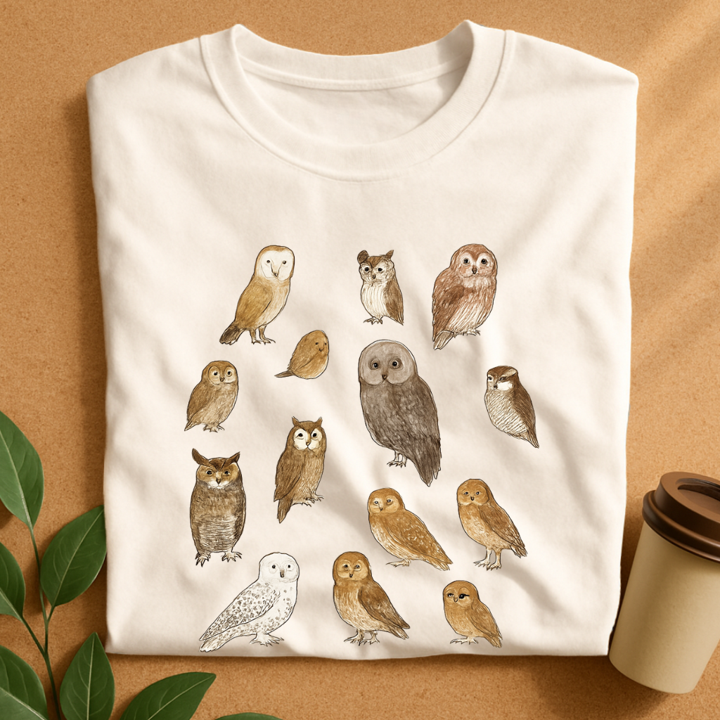 Hand-Drawn Owl Species Collection T-Shirt