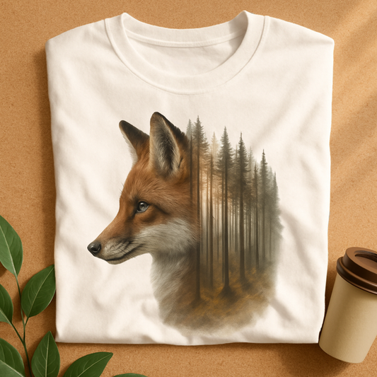 Majestic Fox with Misty Forest Silhouette T-Shirt