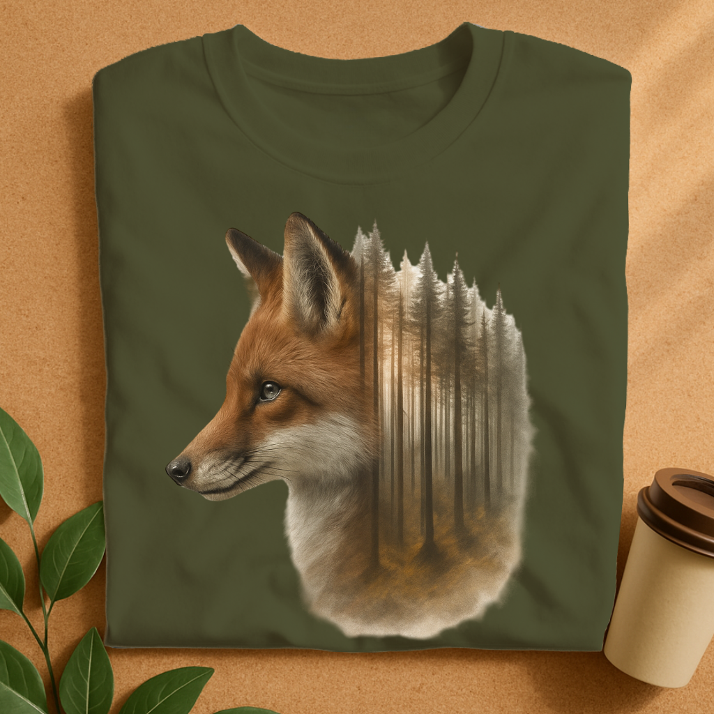 Majestic Fox with Misty Forest Silhouette T-Shirt