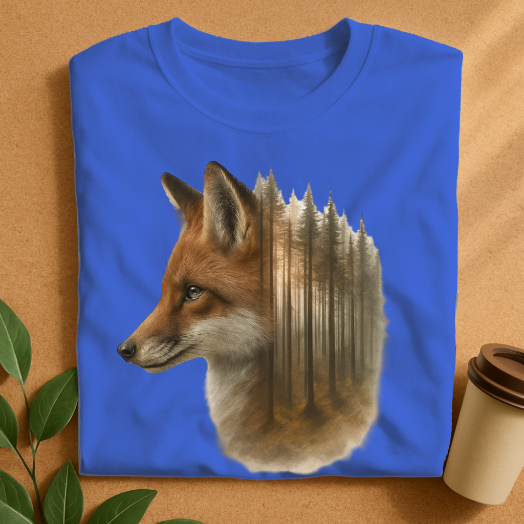 Majestic Fox with Misty Forest Silhouette T-Shirt