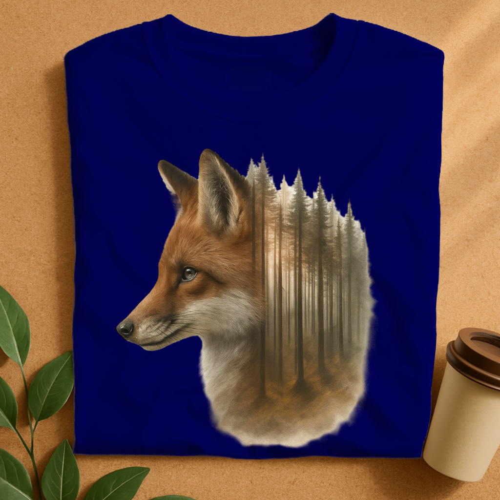 Majestic Fox with Misty Forest Silhouette T-Shirt