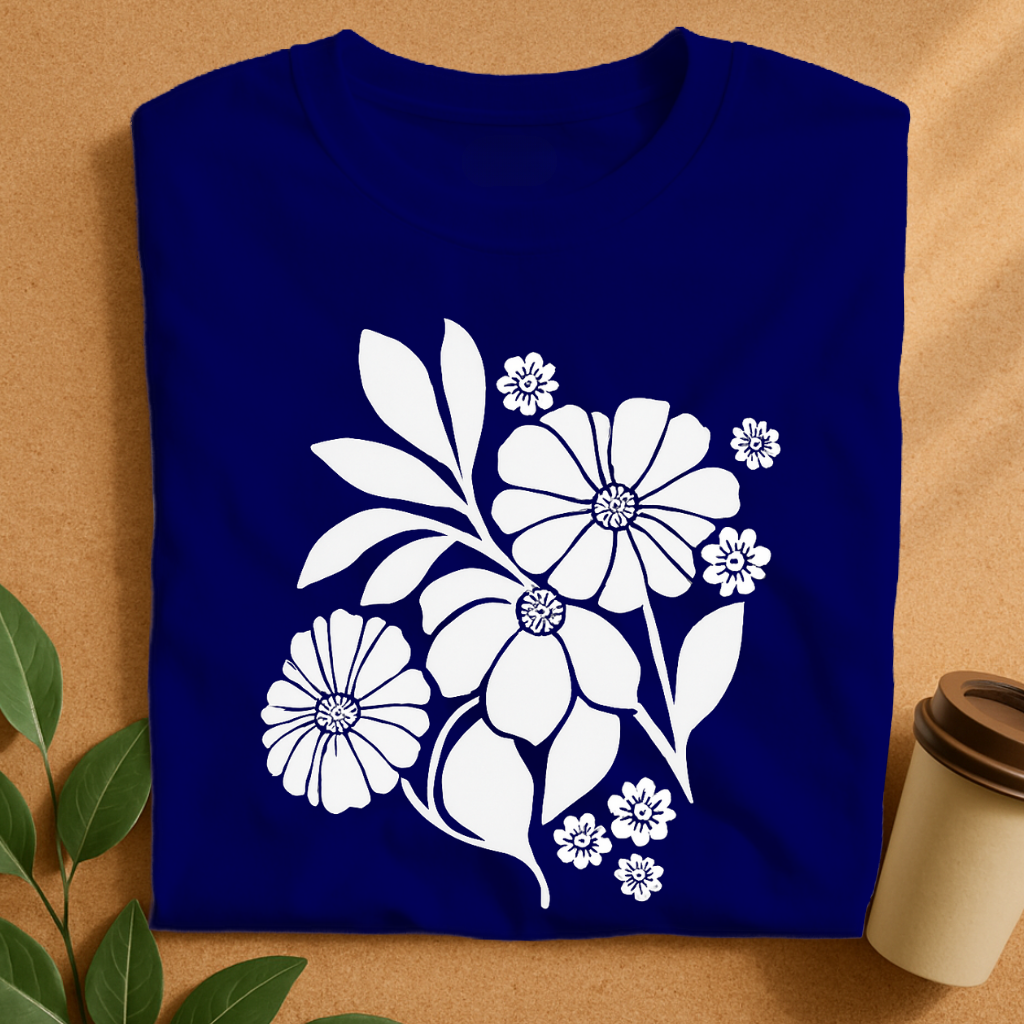 Bold Black Floral Silhouette Bouquet T-Shirt