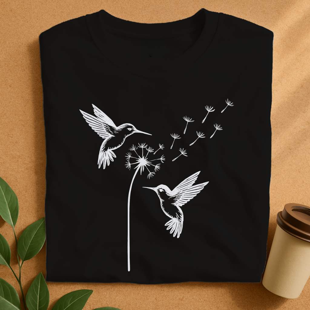 Elegant Hummingbirds with Dandelion Seeds T-Shirt