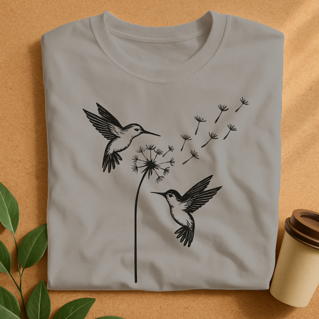 Elegant Hummingbirds with Dandelion Seeds T-Shirt