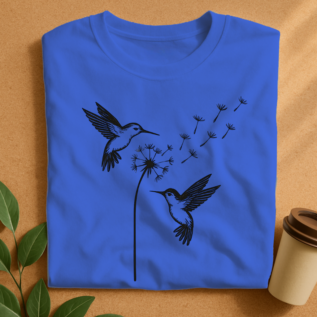 Elegant Hummingbirds with Dandelion Seeds T-Shirt