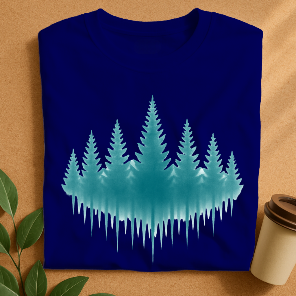 Misty Pine Forest Silhouette T-Shirt