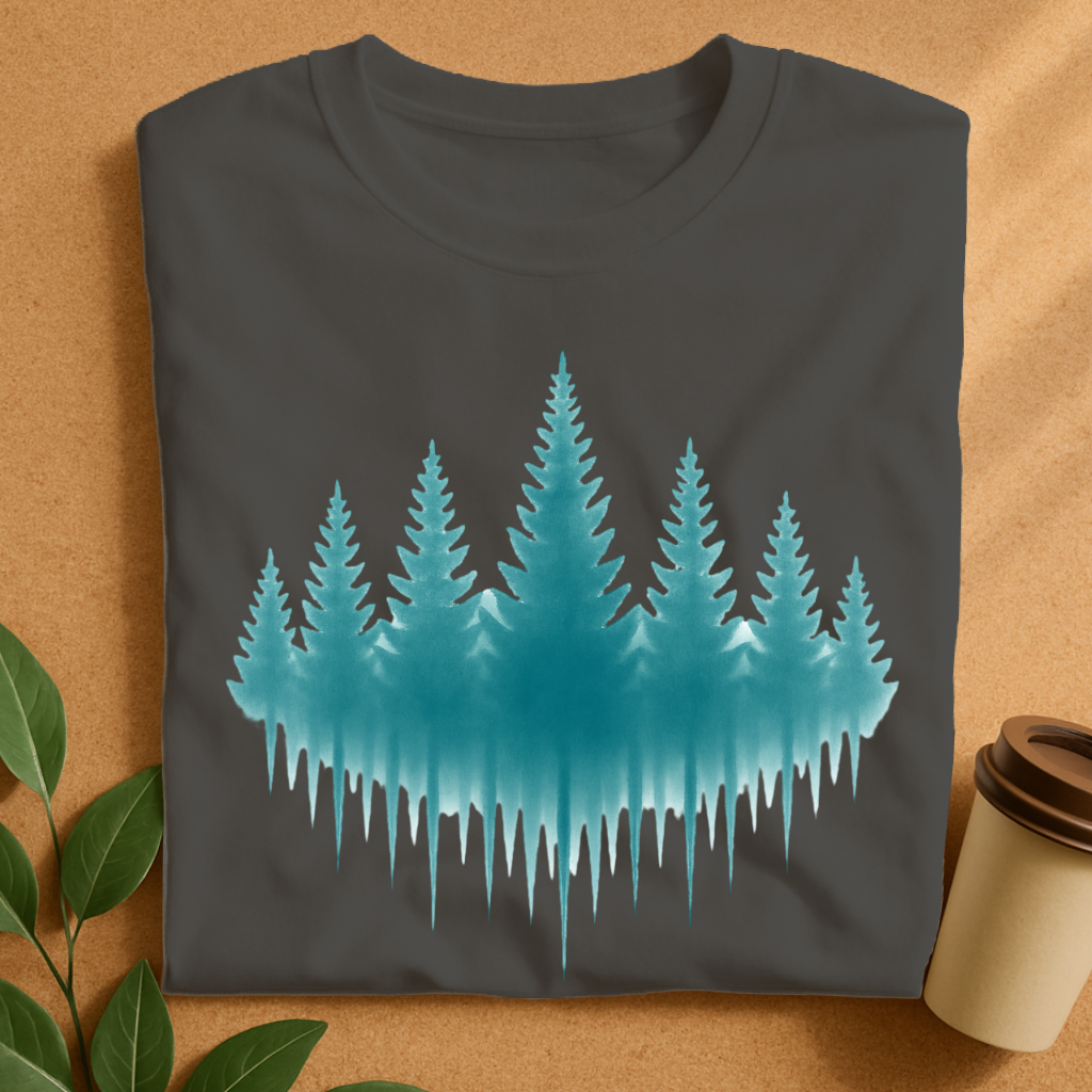 Misty Pine Forest Silhouette T-Shirt