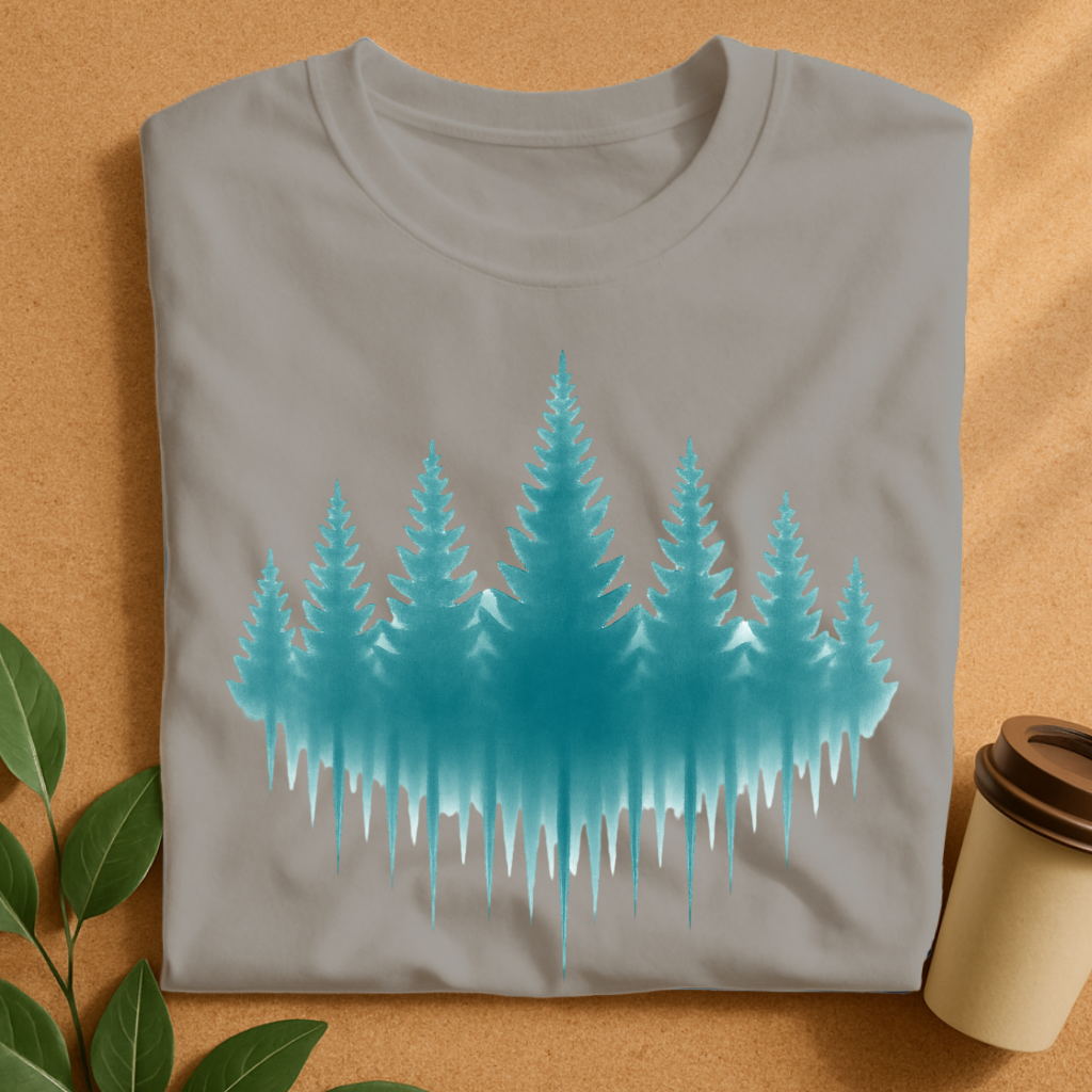 Misty Pine Forest Silhouette T-Shirt