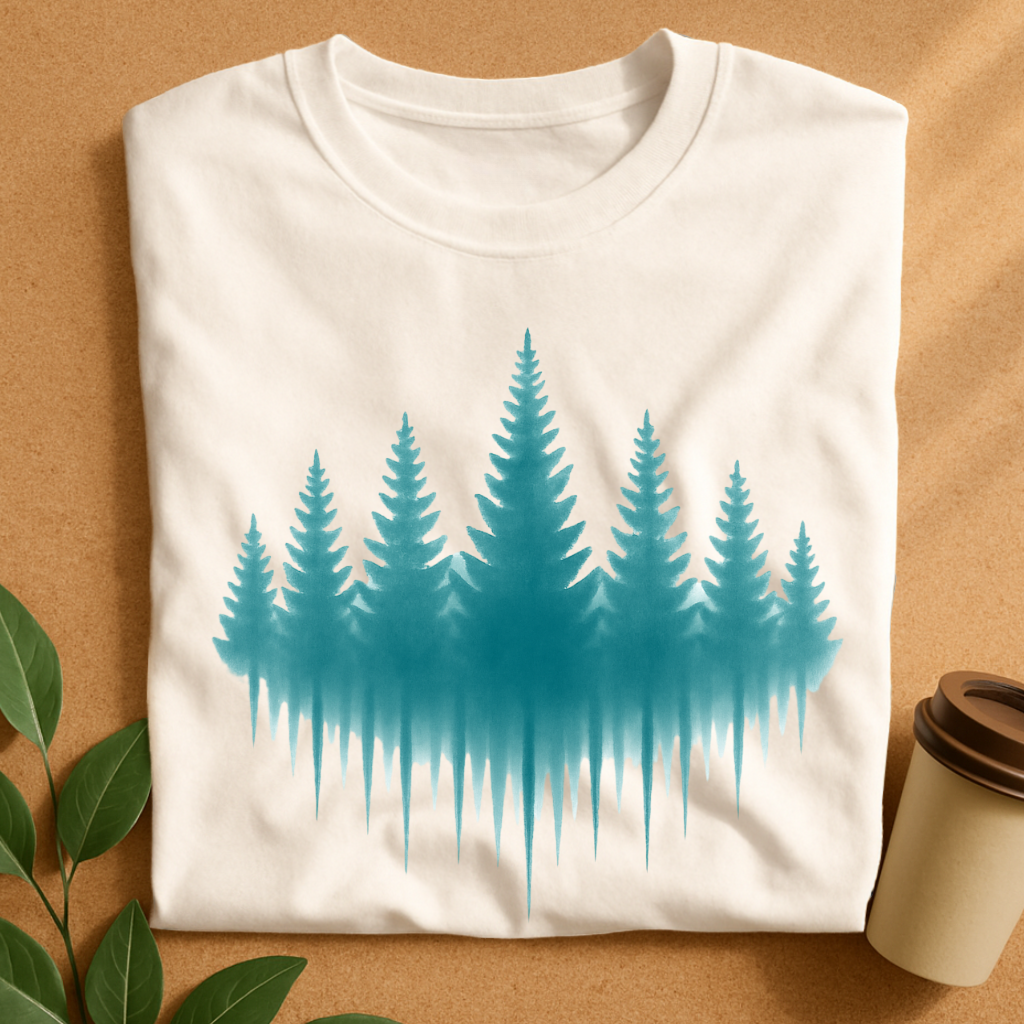 Misty Pine Forest Silhouette T-Shirt