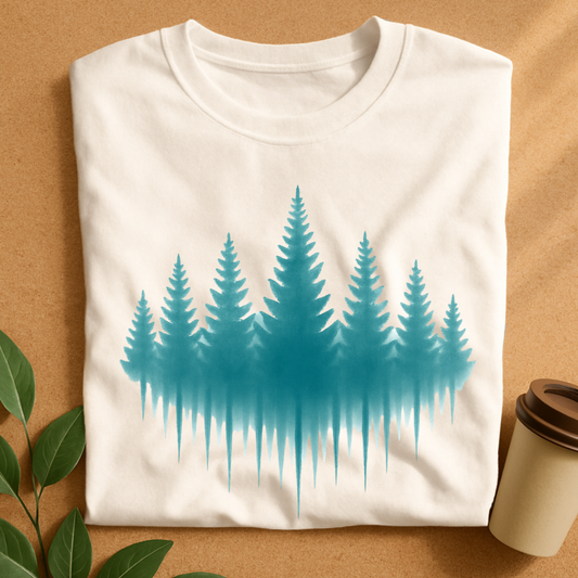 Misty Pine Forest Silhouette T-Shirt