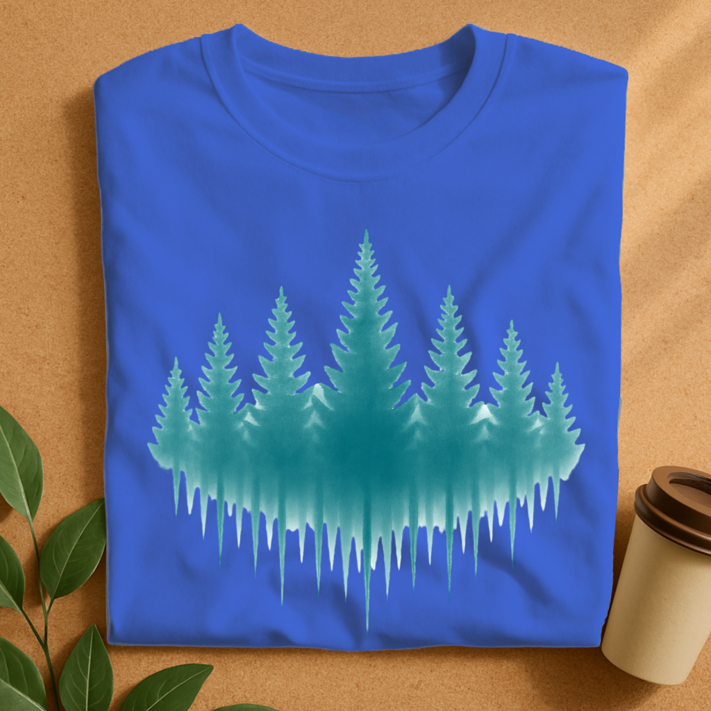 Misty Pine Forest Silhouette T-Shirt