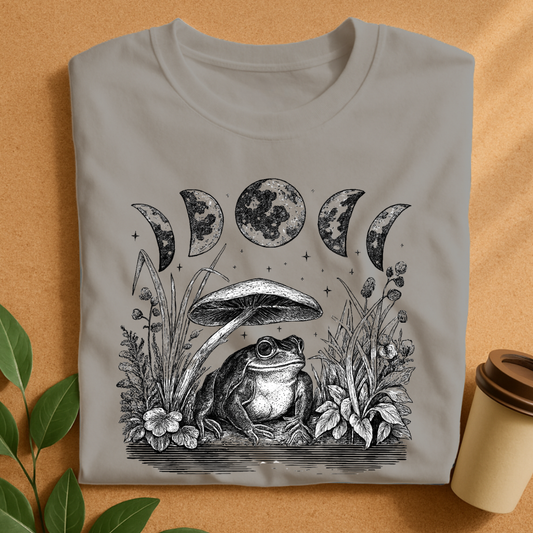 Mystical Frog Under Moon Phase Canopy T-Shirt