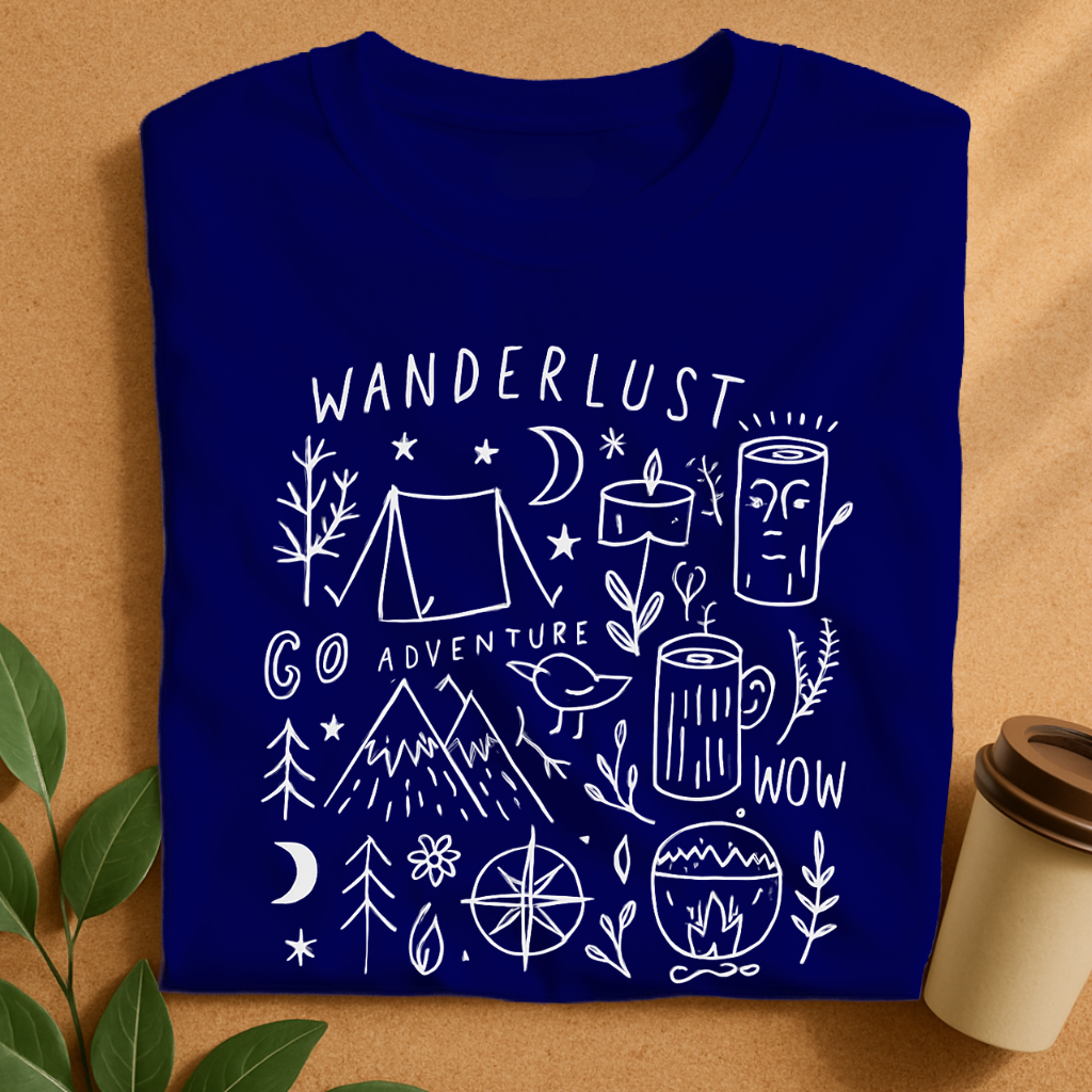 Wanderlust Camping Adventure Doodle T-Shirt