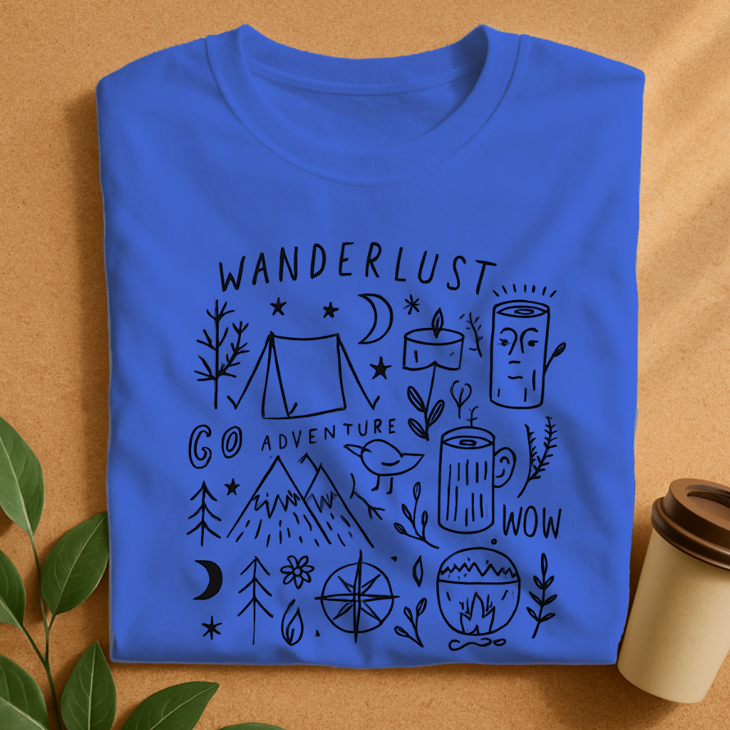 Wanderlust Camping Adventure Doodle T-Shirt