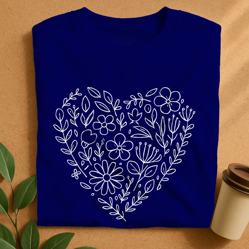 Doodle Heart Filled With Flowers T-Shirt