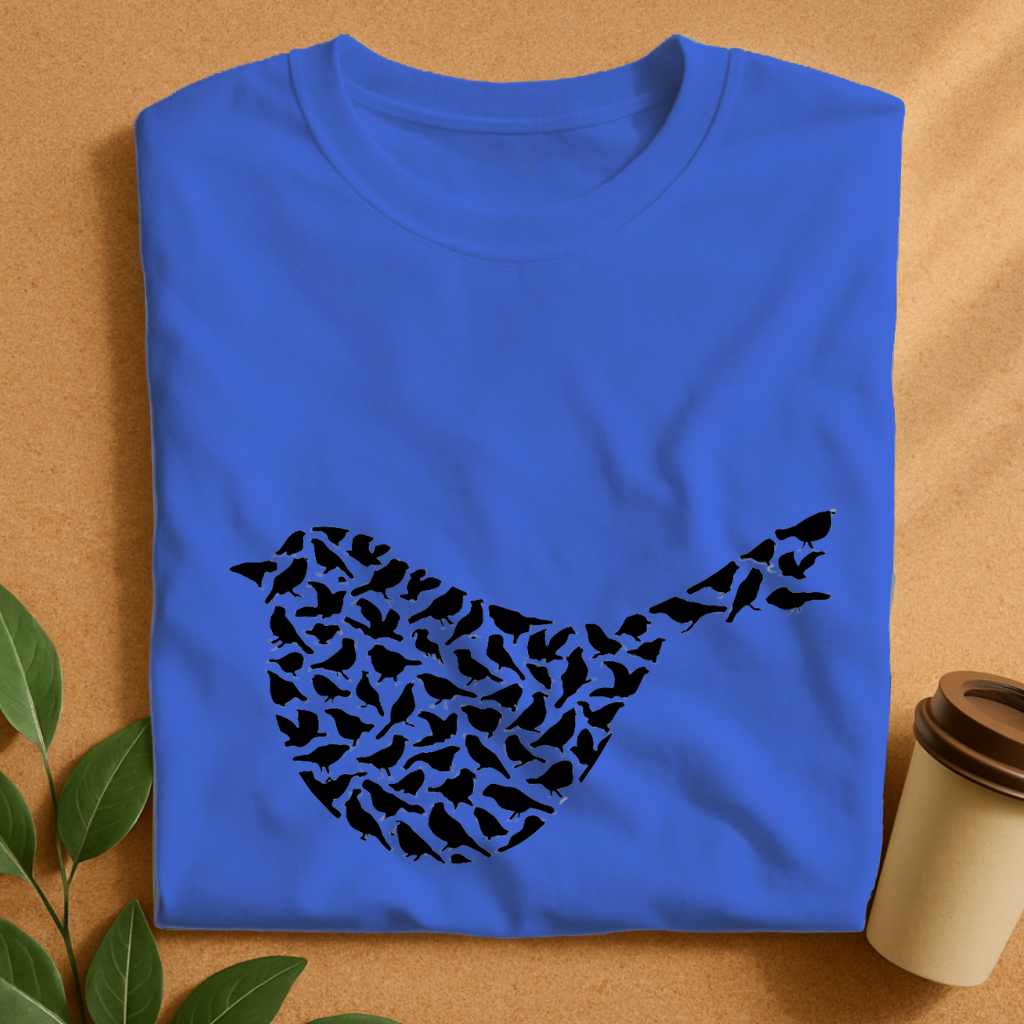 Flock Formed Bird Silhouette T-Shirt