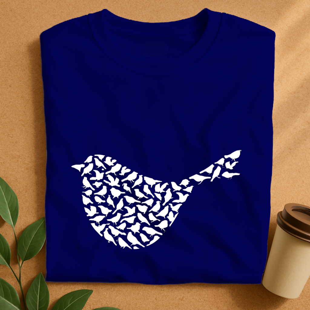 Flock Formed Bird Silhouette T-Shirt
