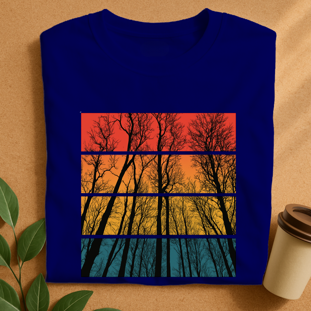 Four-Panel Forest Silhouette at Dusk T-Shirt