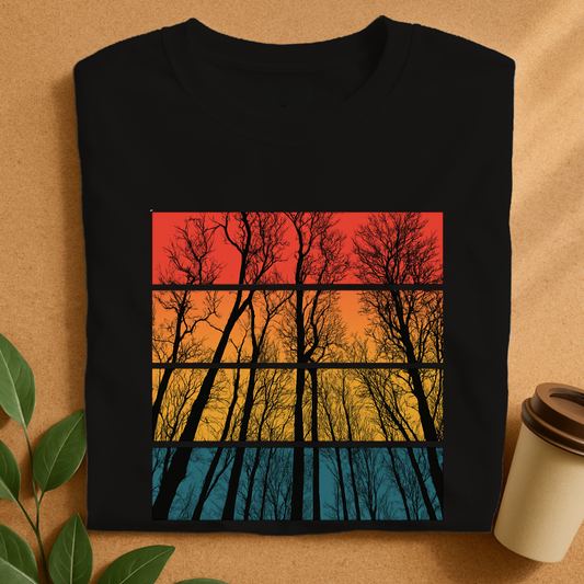 Four-Panel Forest Silhouette at Dusk T-Shirt
