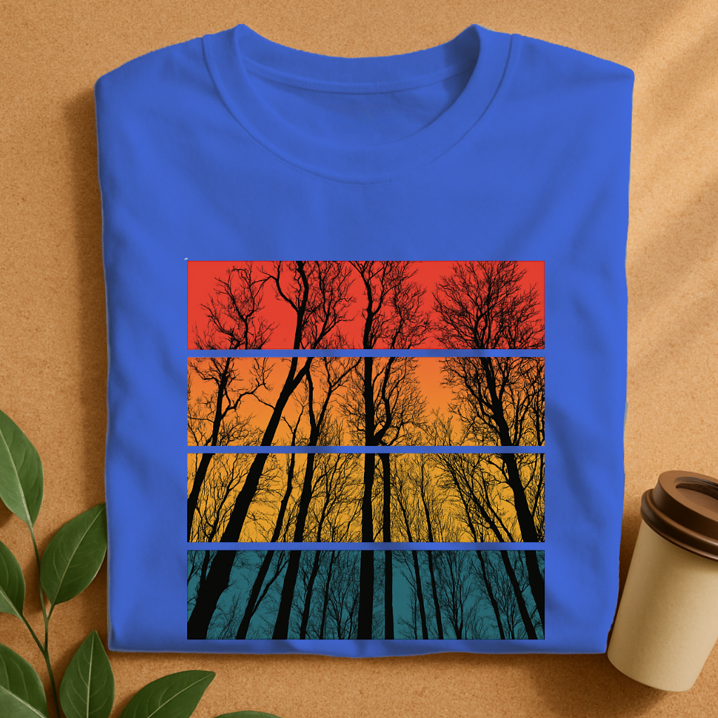 Four-Panel Forest Silhouette at Dusk T-Shirt