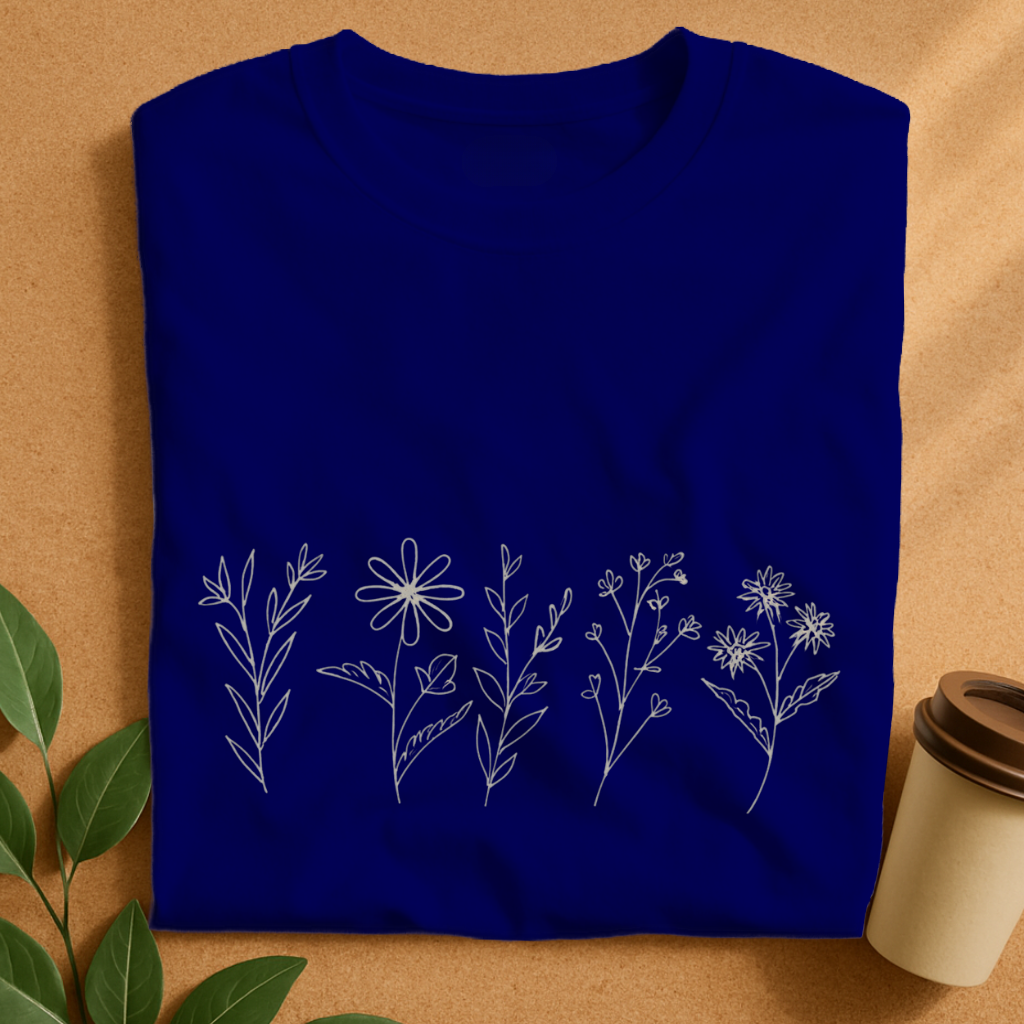 Minimalist Hand-Drawn Wildflower Bouquet T-Shirt