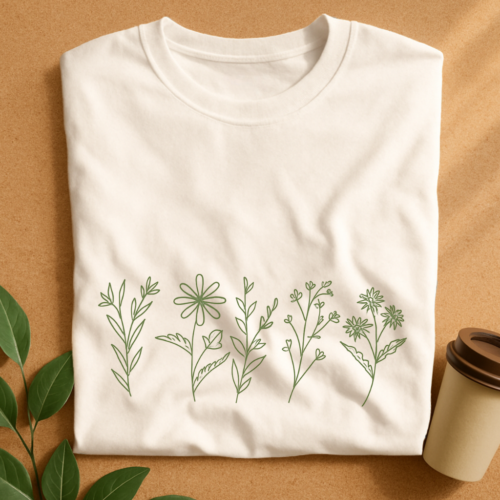 Minimalist Hand-Drawn Wildflower Bouquet T-Shirt