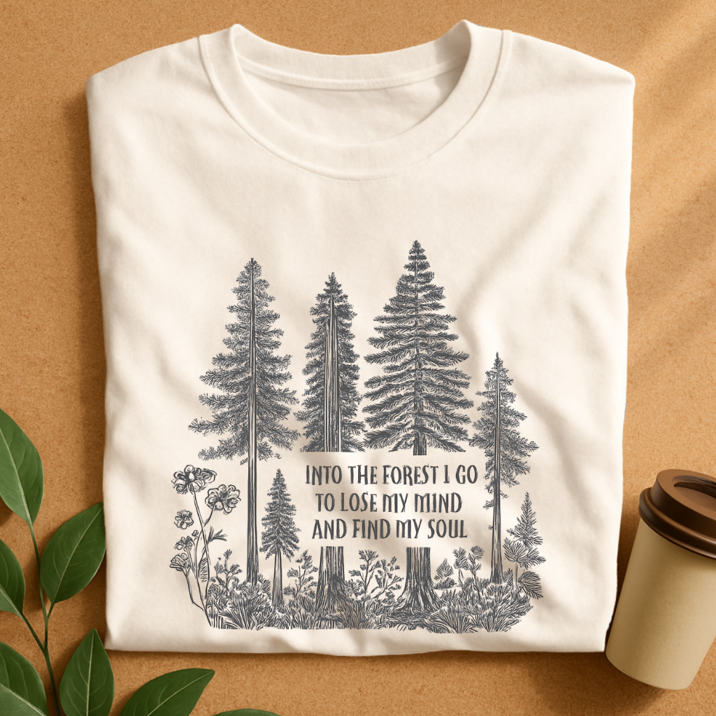 Soulful Forest Escape Typography T-Shirt